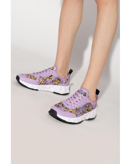 Versace Jeans Couture Denim Sneakers With Logo in Purple | Lyst