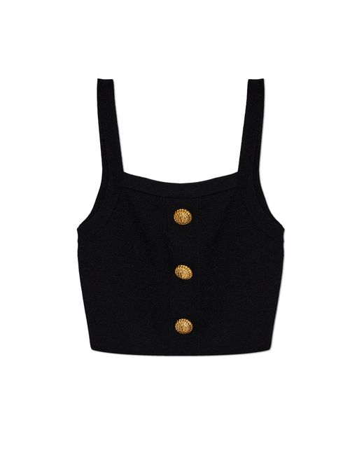 Balmain Black Short Spaghetti Strap Top