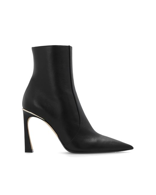 Victoria Beckham Black Leather Heeled Ankle Boots