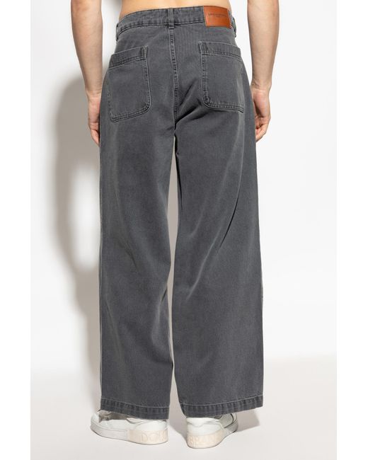 Officine Generale Gray Jeans With Logo for men