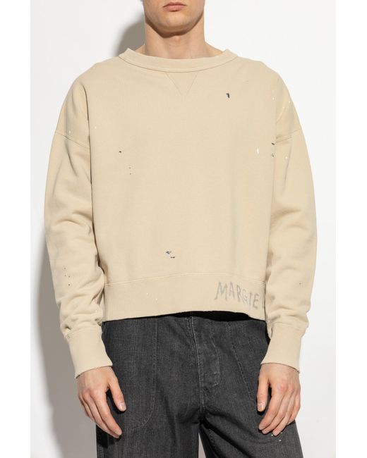 Maison Margiela Natural Sweatshirt With Paint Splatter Effect for men