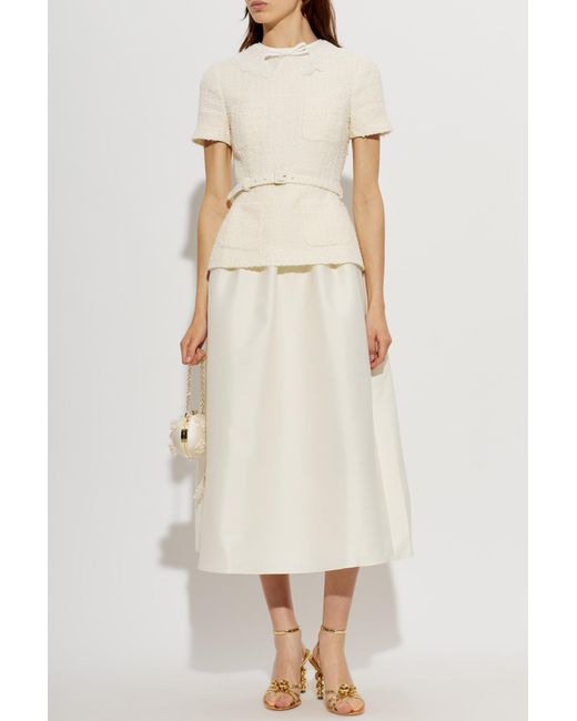 Self-Portrait White Dress Made Of Combined Fabrics