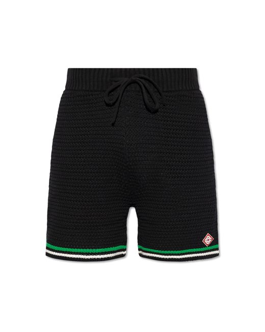 Casablancabrand Black Shorts With Logo, for men