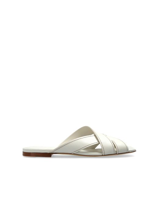 Tod's White Leather Slides