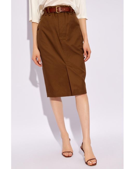 Saint Laurent Brown Skirt With A Belt,