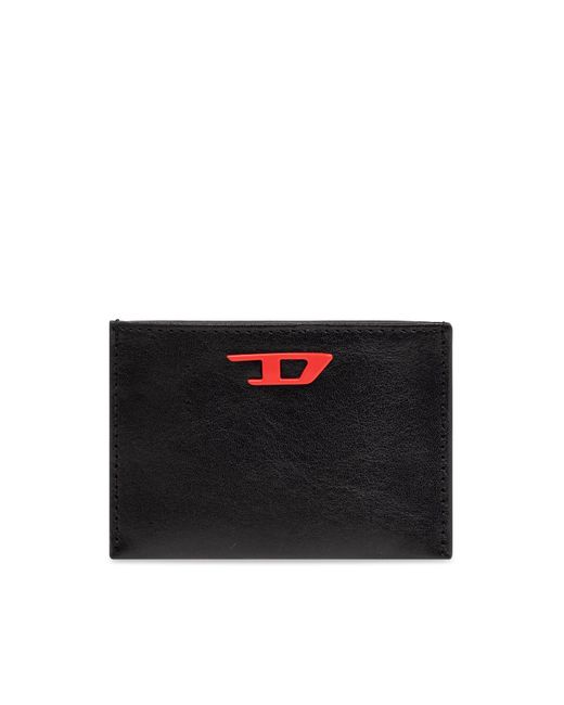 DIESEL Black Card Case With Logo for men