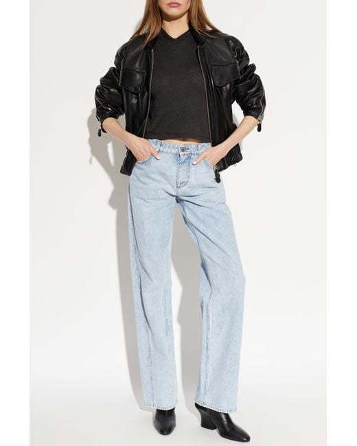 IRO Black Leather Jacket 'Dunea'