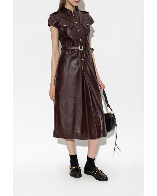 McQueen Brown Leather Dress With Belt