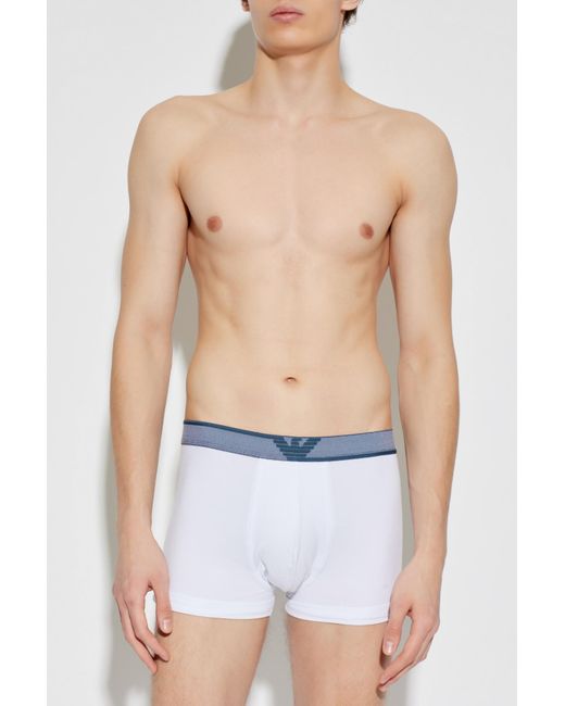 Emporio Armani Blue Boxer Shorts With Logo for men