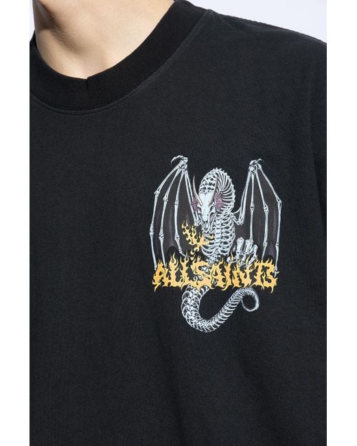 AllSaints Blue 'dragonskull' T-shirt, for men