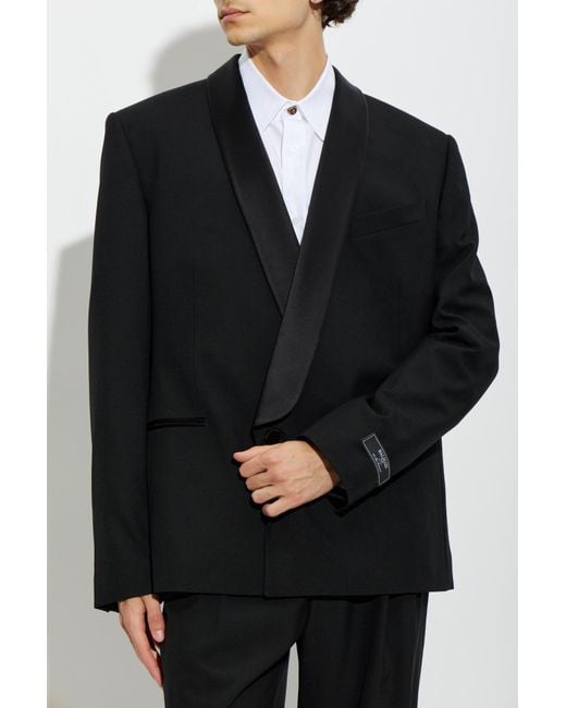 Balmain Black Wool Double-Breasted Blazer for men