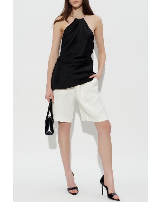 Victoria Beckham Black Satin Top With Draping