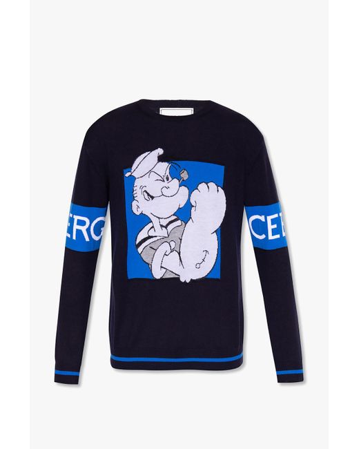 Iceberg, Wool Sweater Blue, Men, Size: S Knitwear, Size: S