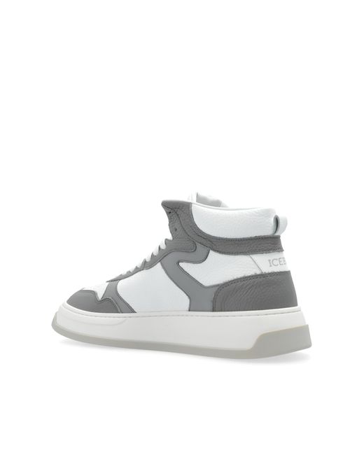Iceberg White Ankle-High Sports Shoes 'Clock' for men