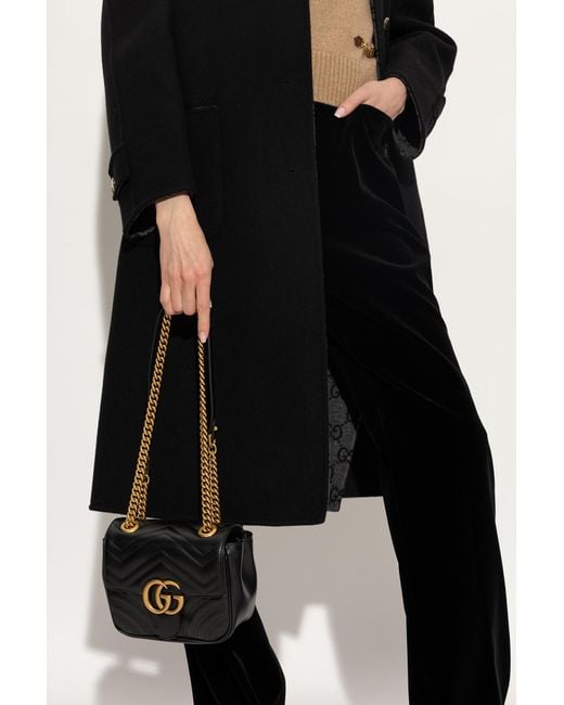 Gucci Black 'GG Marmont Mini' Shoulder Bag