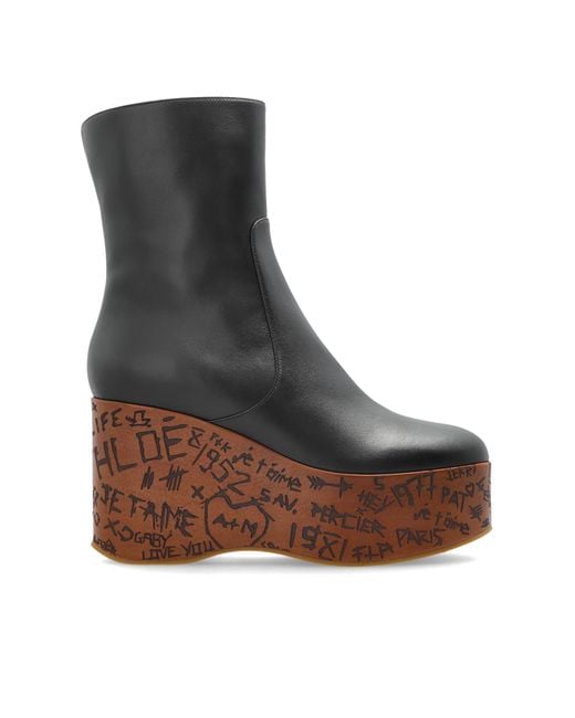 Chloé Black 'Maxime' Wedge Ankle Boots