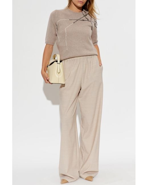 Fabiana Filippi White Wool Trousers With Straight-Leg Cut