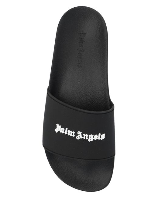 Palm Angels White Rubber Slides With Logo,