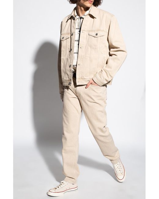 men beige denim jacket