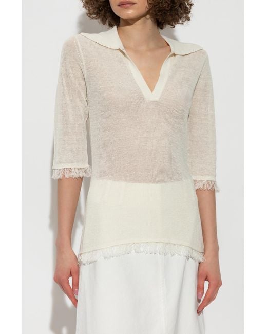 By Malene Birger White Polo With Fringes