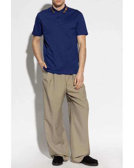 Versace Blue Cotton Polo for men