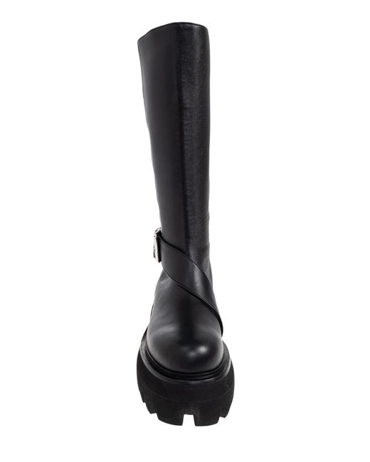 McQueen Black Leather Platform Shoes 'Sofa'