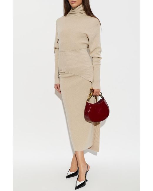 Lanvin White Wool Dress With Waist Appliqué