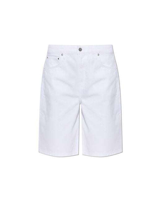 Anine Bing White "Jasper" Denim Shorts
