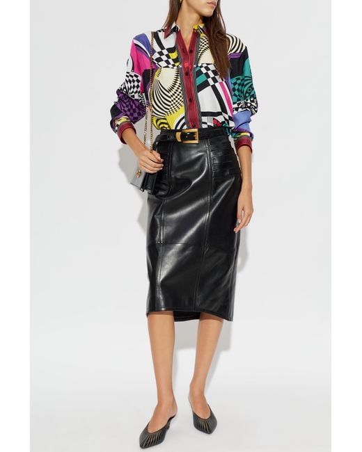 Versace Black Leather Skirt