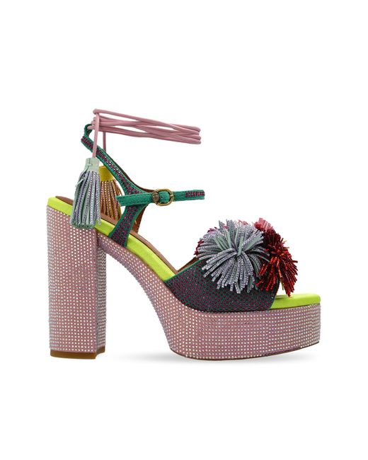 Kurt Geiger Pink Platform Sandals "Pom Pom"