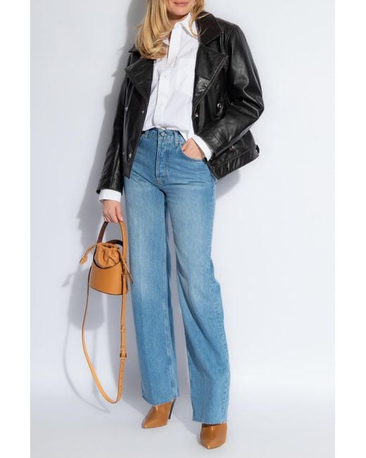 Anine Bing Blue Hugh Wide Leg Jeans