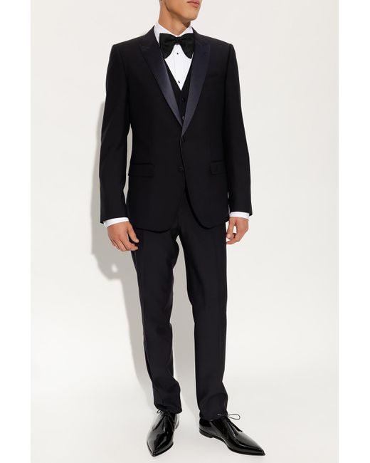 Dolce & Gabbana Black Three-Piece Wool Suit for men