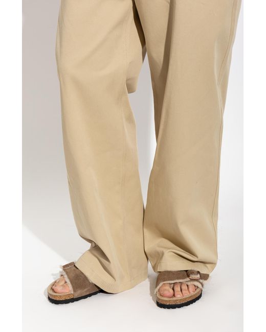 Birkenstock Brown 'Arizona Shearling' Slides for men