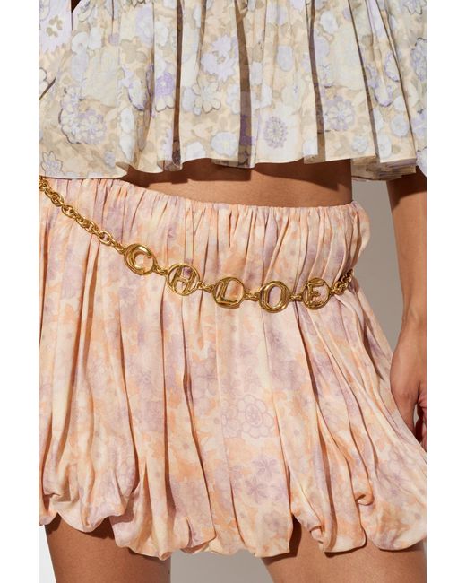 Chloé White Brass Belt With Logo