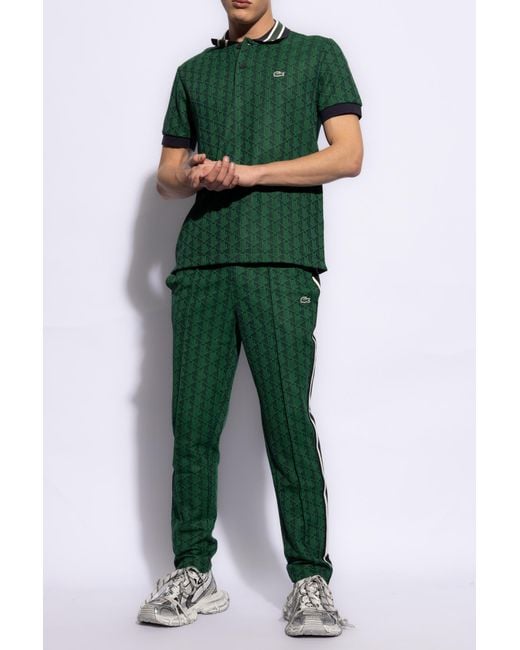 Lacoste Green Jacquard Monogram Polo Shirt for men
