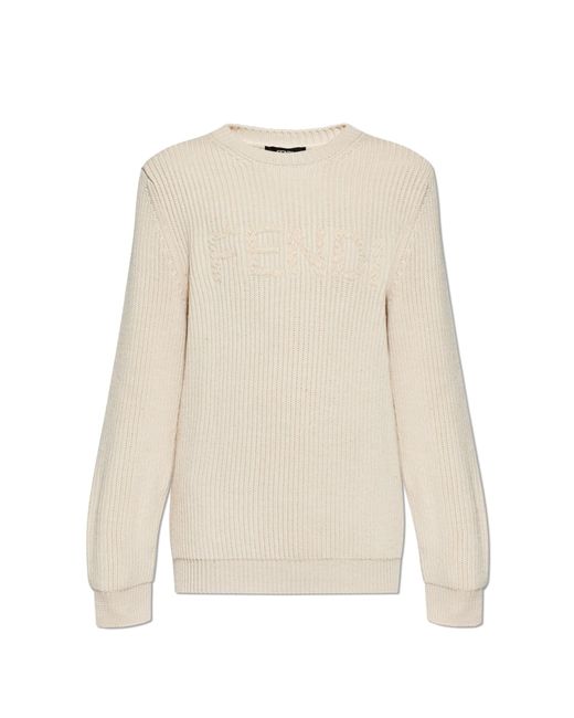 Fendi Black Wool Sweater With Logo for men