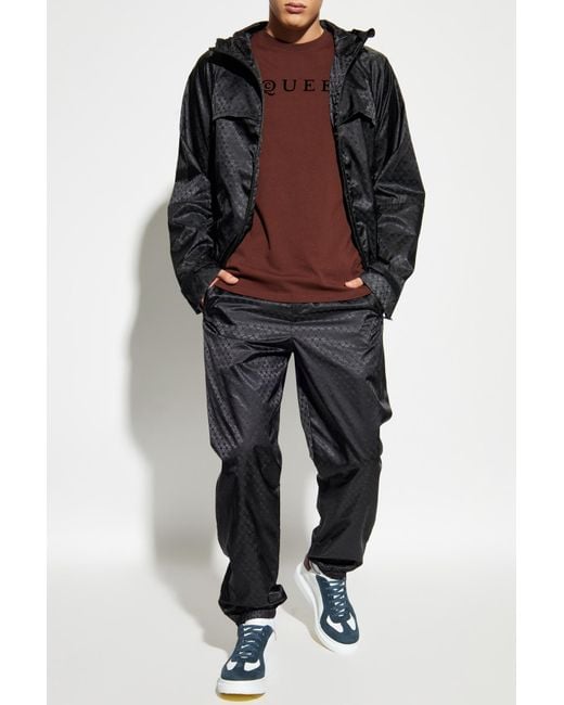 McQueen Red T-Shirt With A Logo And A Velvety Finish for men