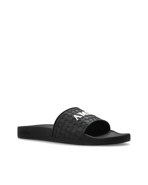 Amiri Black Rubber Slides With Monogram for men