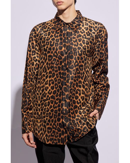 Saint Laurent Brown Shirt With Animal Motif, for men