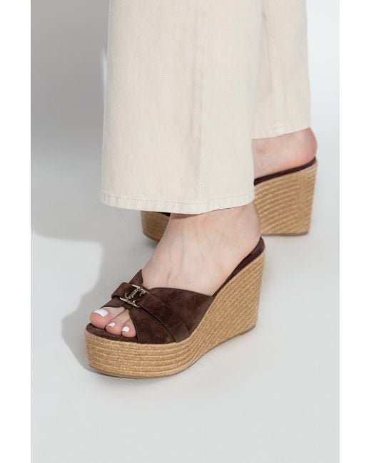 Jimmy Choo Brown Wedge Sandals "Leda"