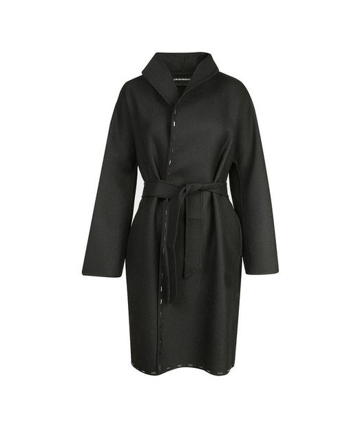 Cappotto in lana con accessori di Emporio Armani in Black