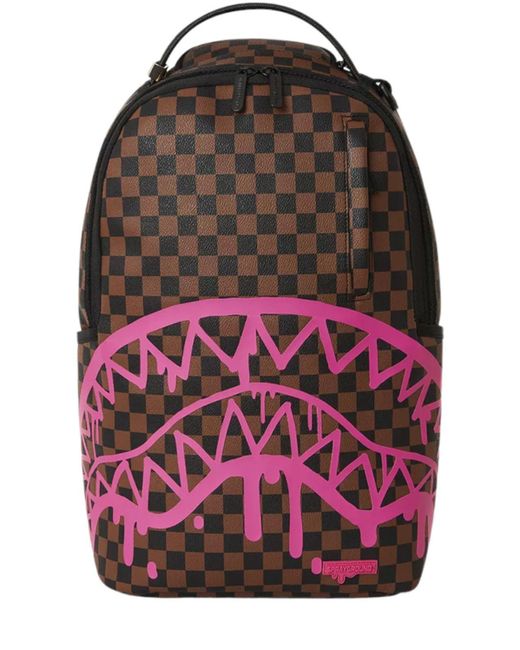 Pink drip brown check dlx backpack di Sprayground in Rosso Lyst