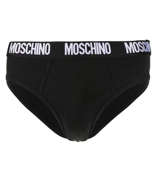 Slip bi-pack con banda logo di Moschino in Black da Uomo