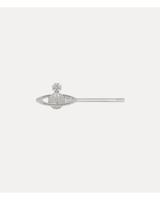 Vivienne Westwood Natural Mini Bas Relief Bobby Pin Cubic Zirconia