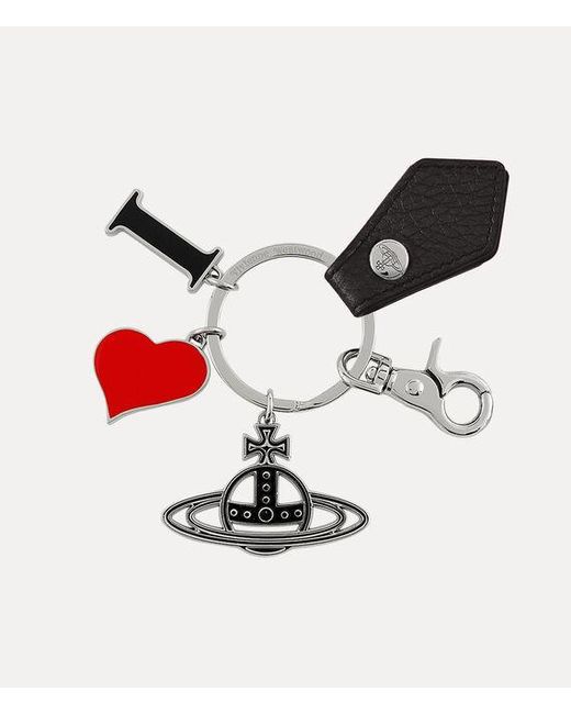 Vivienne Westwood Black I Love Orb Keyring Faux Leather