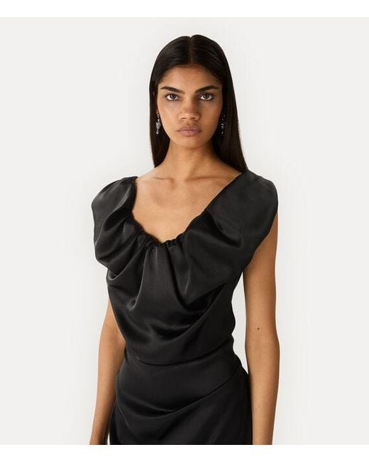 Vivienne Westwood Black Ginnie Amber Dress Charmeuse Satin