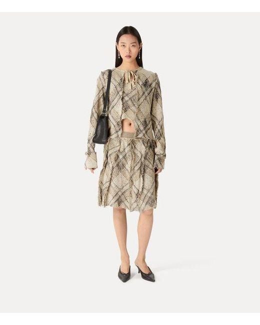 Vivienne Westwood Natural Broken Tartan Skirt Cotton Linen Blend