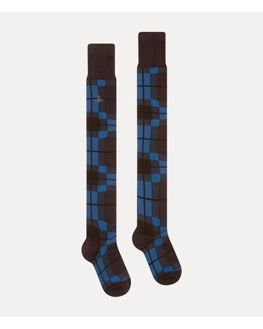 Vivienne Westwood Blue Locharron Over The Knee Sock Locharran