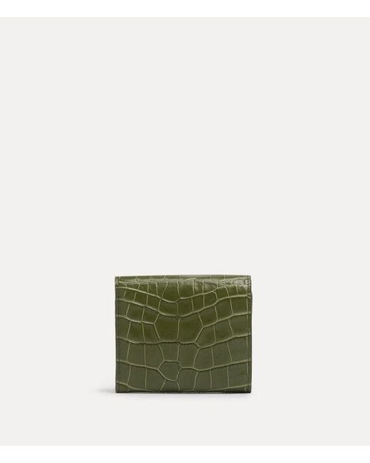 Vivienne Westwood Green Hunter Flap Wallet Emboss Croc Leather
