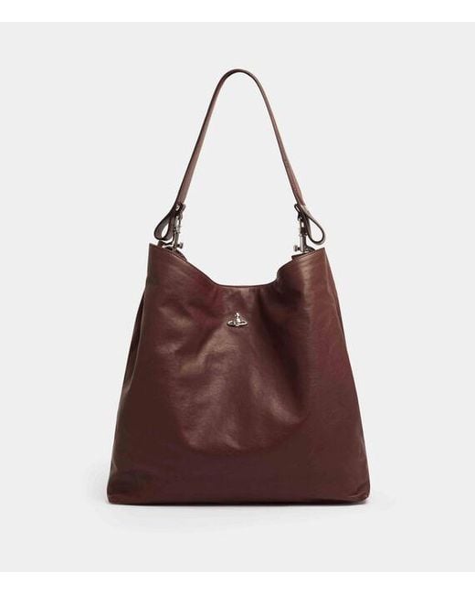 Vivienne Westwood Brown Lottie Large Shoulder Bag Supple Leather